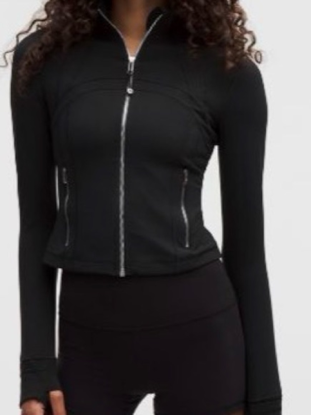 Lululemon Define Cropped Jacket Nulu Black with silver zipper